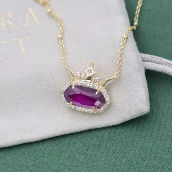 Kendra Scott Disney Elisa 'Caring' Necklace Mauve Mother Pearl Gold - Picture 2 of 3